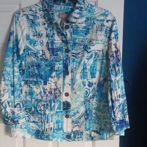 Chico's Vibrant Blue and White Jacket